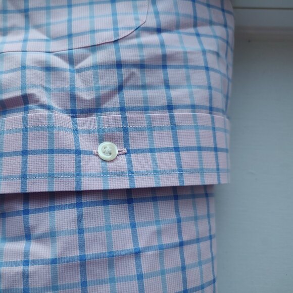 Brooks Brothers Pink/Blue Plaid Button Down Dress Shirt - Size 18 34/35 - Picture 4 of 5